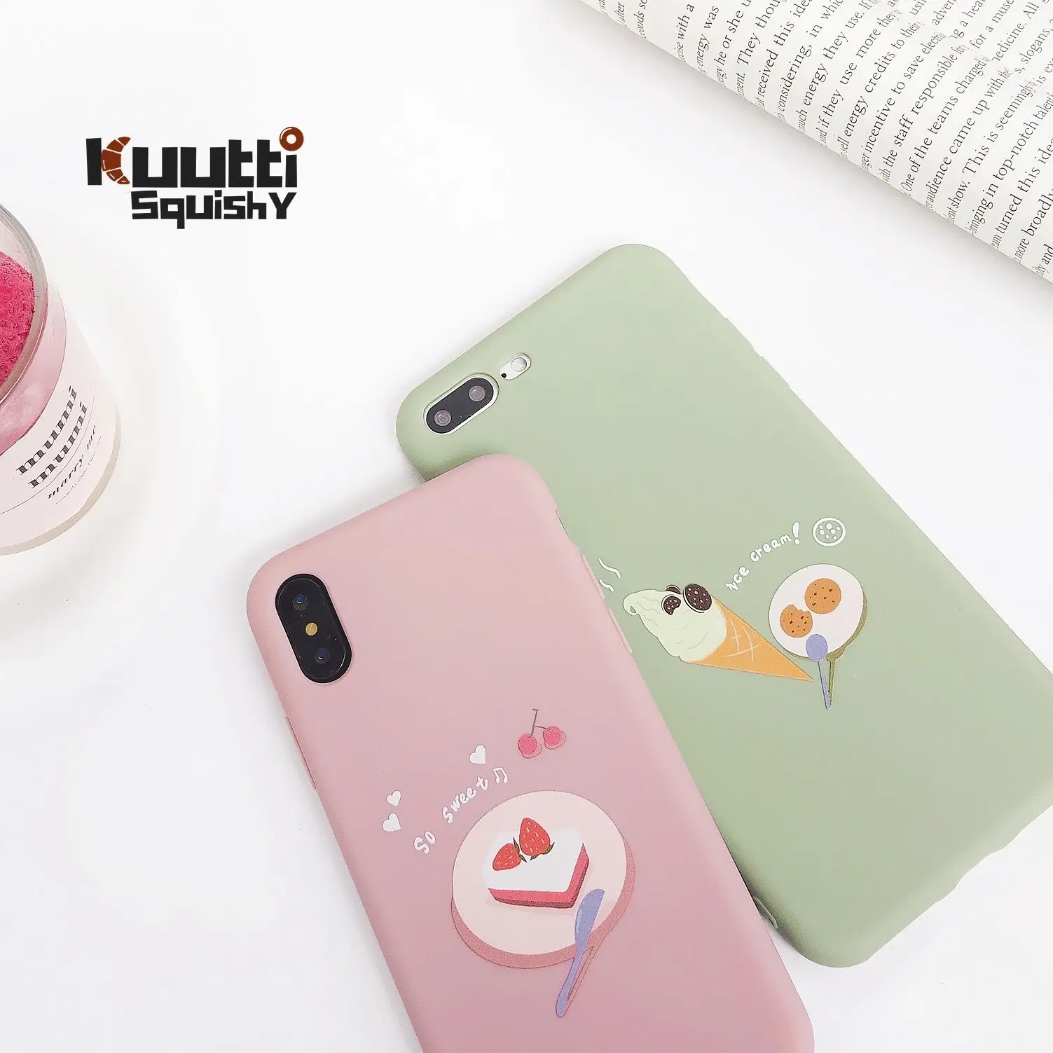 Kuutti мягкие чехлы для телефонов с милым розовым и зеленым десертным пирогом