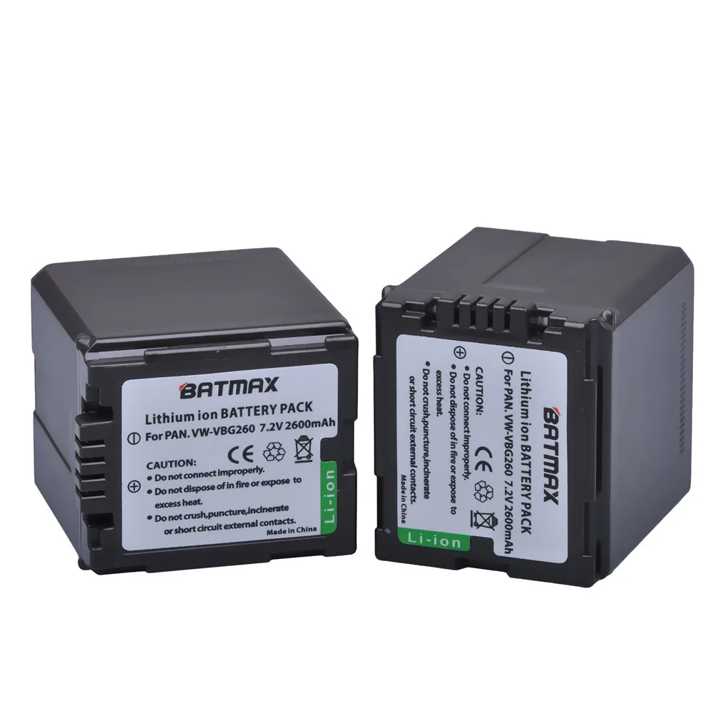 Batmax 2 шт. VW VBG260 VWVBG260 аккумуляторная батарея для камеры Panasonic HS250 SDR SD7 HDC MDH1