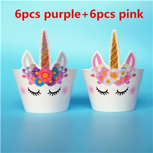 No.1 12pcs wrapper 12 шт. лучшее качество мультфильм Единорог Лошадь кекс обертки Топпер конфеты коробка дети день рождения принадлежности Свадебные принадлежности - Цвет: No.1 12pcs wrapper