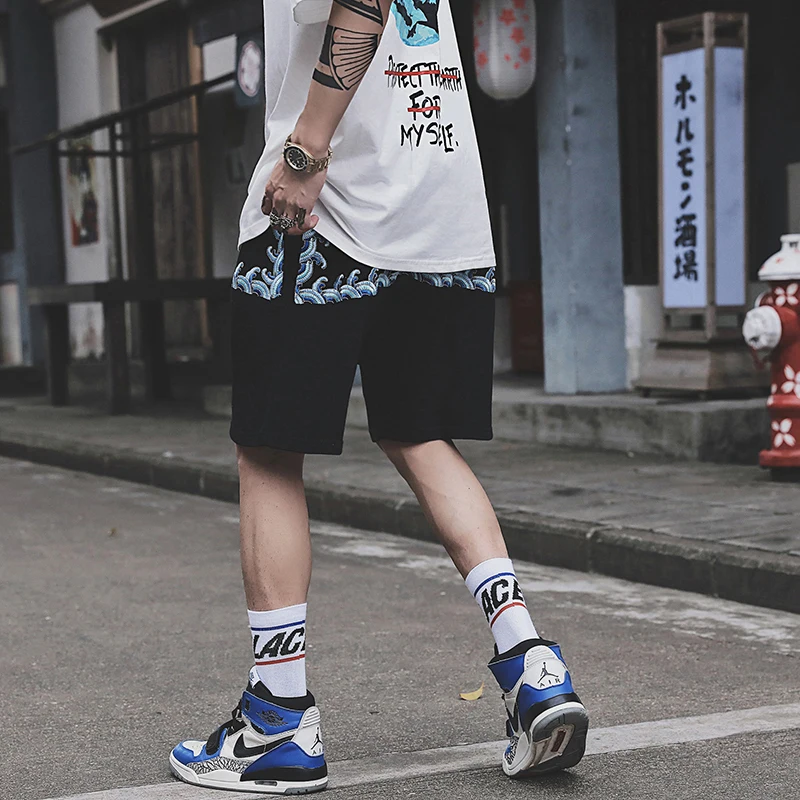 Китайский дракон вышивка шорты уличная одежда мужские повседневные в стиле хип