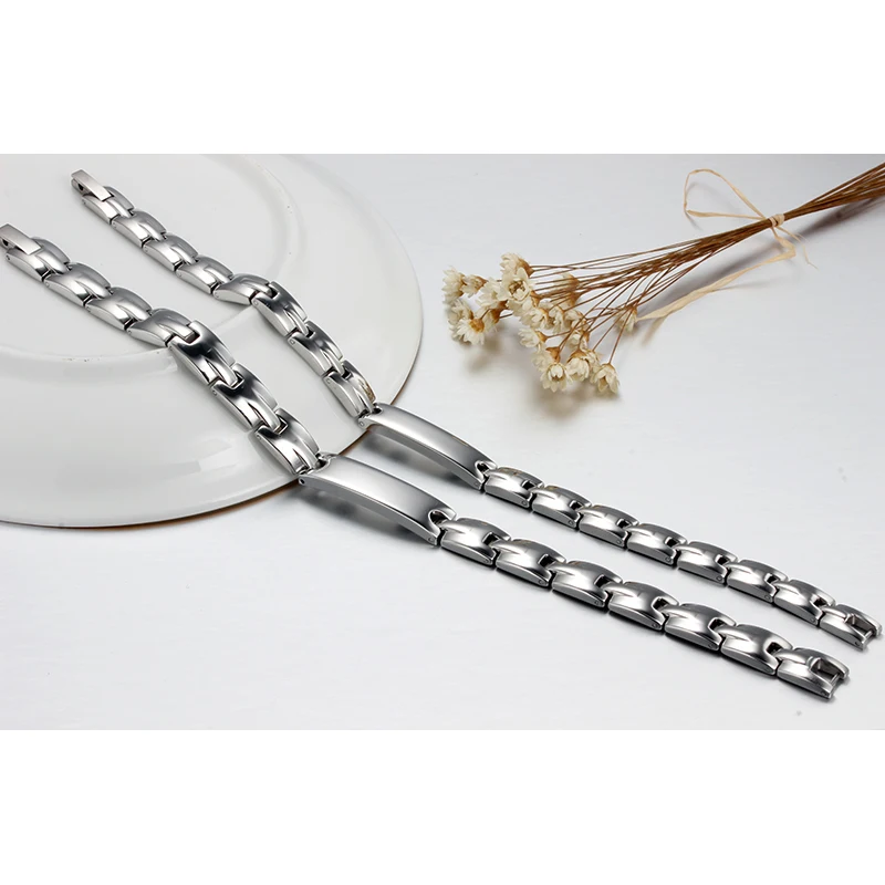 Мужской браслет из нержавеющей стали с гравировкой на цепочке|magnetic bracelet|id