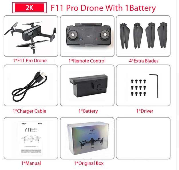 PRO 1B C SJRC F11 PRO gps Дрон с Wifi FPV 1080 P/2 K HD камера F11 бесщеточный Квадрокоптер 25 минут время полета складной Дрон Vs SG906 - Цвет: PRO 1B C