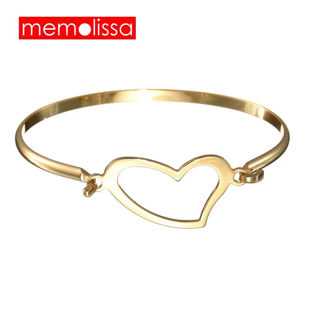 

MeMolissa Love Boy And Girl Gold Silver Color Stainless Steel Heart Bangles Bracelets For Women Men Jewelry Gift High Quality