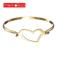 memolissa love boy and girl gold silver color stainless steel heart bangles bracelets for women men jewelry gift high quality