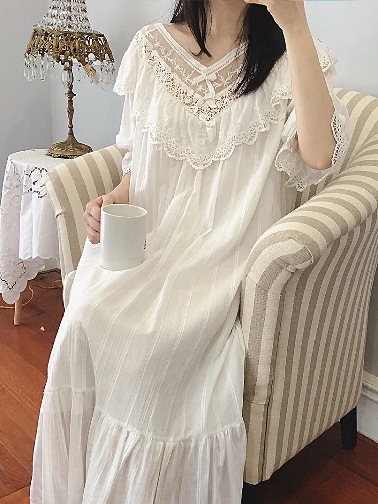 

Рубашка ночная женская кружевная, хлопок, цвет в ассортименте, m-xxl, 1 шт