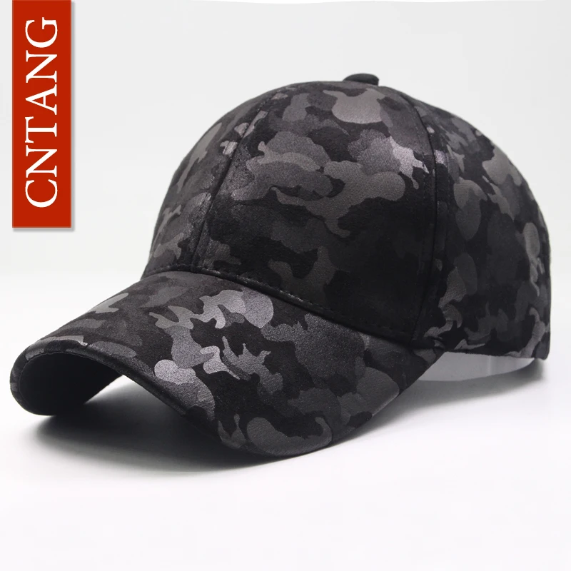 

CNTANG Leather Suede PU Camouflage Baseball Cap Men Fashion Spring Hat Snapback Hip Hop Unisex Caps Adjustable Brand Casual Hats