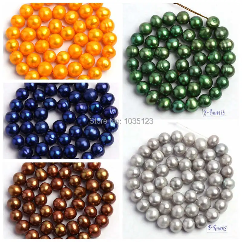 

8-9mm Multicolor Natural Freshwater Pearl DIY Loose Beads Strand 15" Jewellery Making wj52