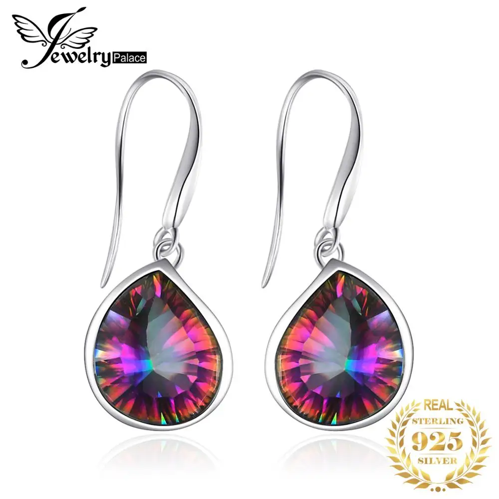 Jewelrypalace 6ct из натуральной Радуга своих Мистик Топаз Длинные висячие серьги 925