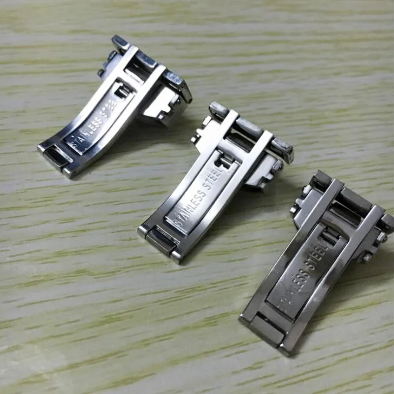 14mm 16mm 18mm 20mm 22mm Metal Watch Band Buckle Strap Silver Stainless Steel Single Side Folding Clasp Butterfly