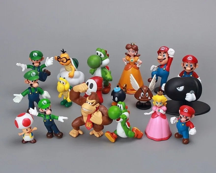 18 шт./компл. Супер Марио Bros динозавр Йоши персик Жаба Goomba ПВХ Фигурки игрушки
