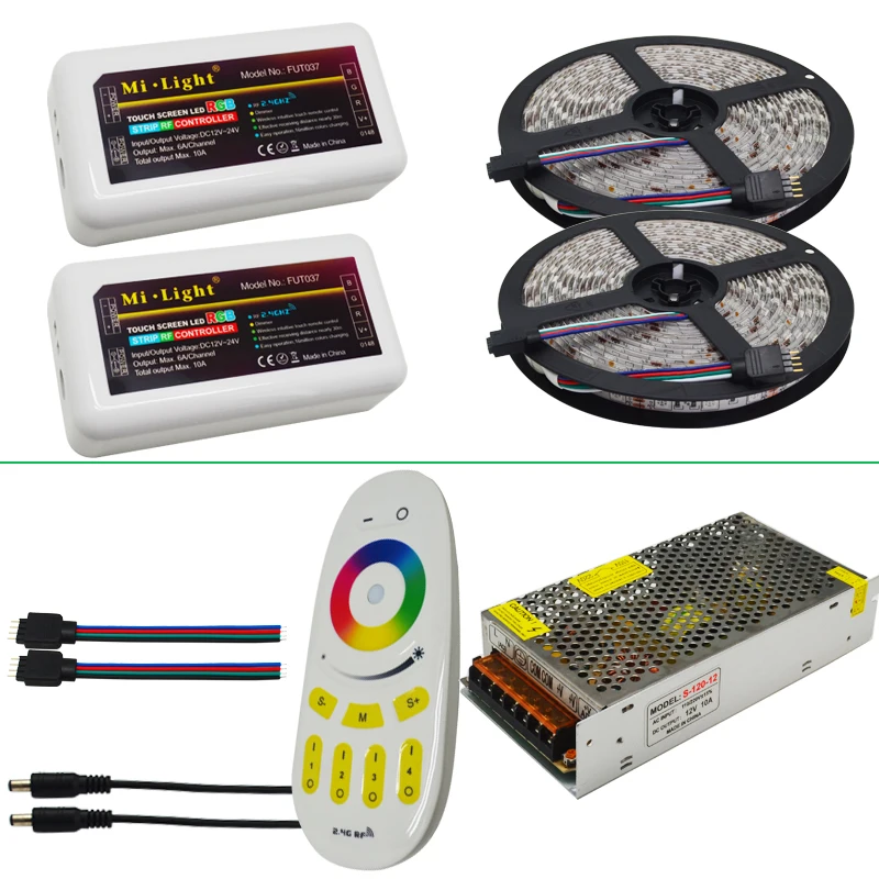 10 м 15 20 Светодиодные полосы света RGB 5050 DC 12 В гибкие Клейкие ленты + 4-зоны