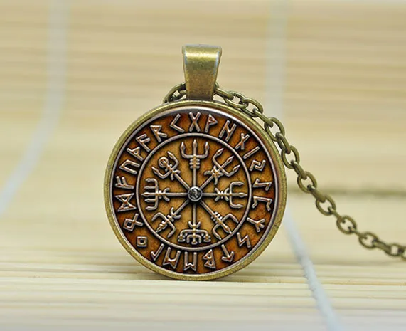1 шт. Vegvisir викинг компас подвеска драгоценности стекло кабошон ожерелье A3911|jewelry