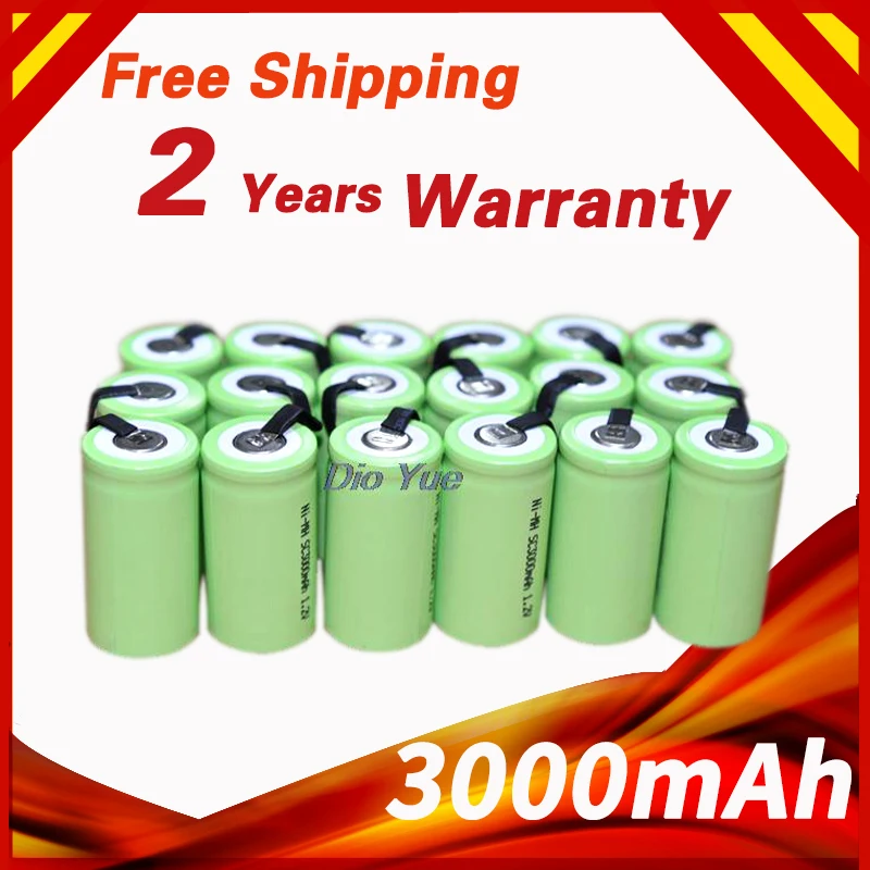 

golooloo 10Pcs/Lot 3000mAh 1.2V Sub C SC Ni-MH NiMH Rechargeable Battery Batteries