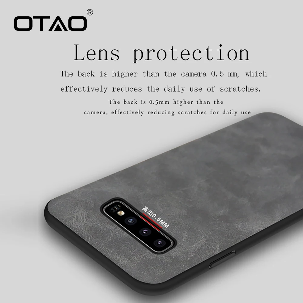 OTAO Retro PU Leather Phone Case For Samsung Galaxy S10 Lite S9 S8 Plus Note 8 9 S10e Shockproof Cases Solid Color Back Cover |