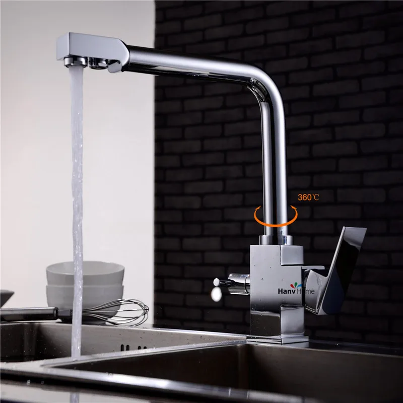 AODEYI хромированный латунный кран для кухни с чистой водой на бортике смеситель