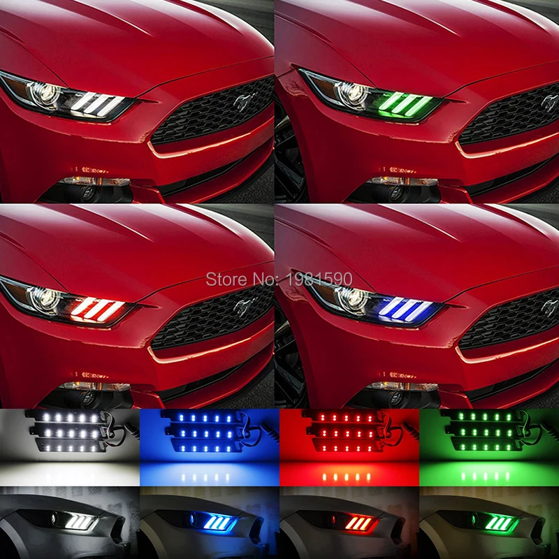 1 комплект RGBW светодиодный DRL лампа-панель наборы для Ford Mustang- автомобильные огни Дневные ходовые огни