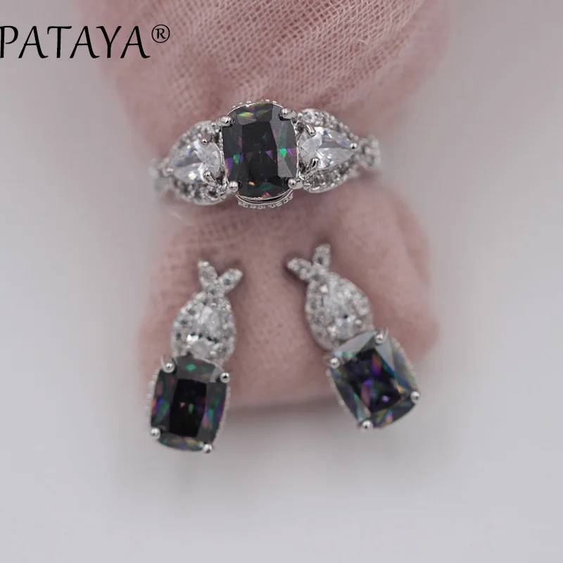 Женские сережки и кольца PATAYA комплект из сережек с натуральным цирконием