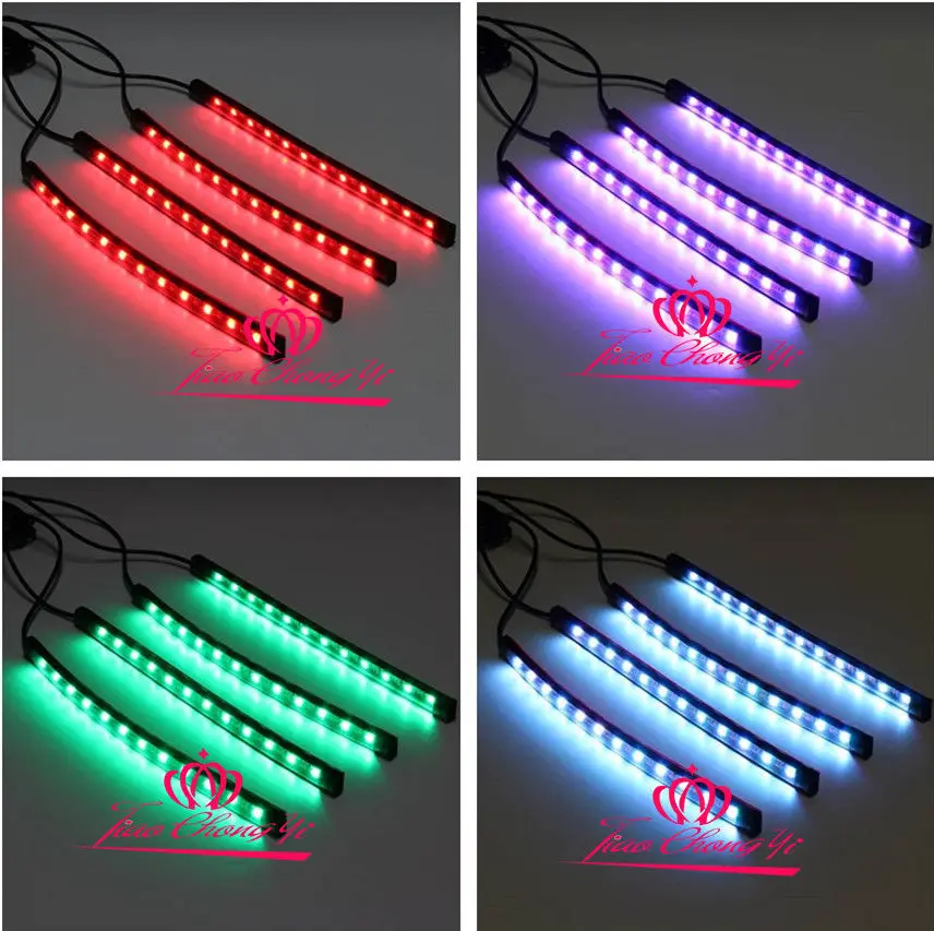 4 полосы 12 LED Автомобильная Атмосфера RGB телефон приложение музыка управления
