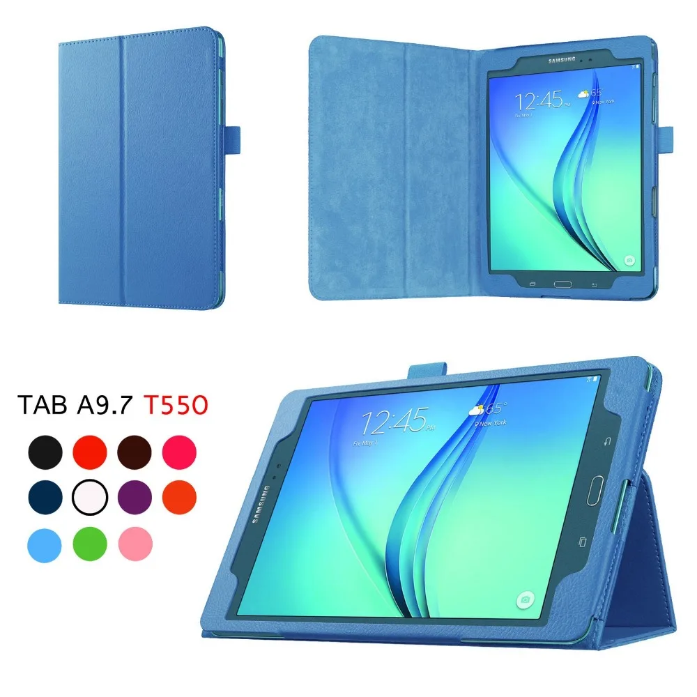 2 секции складной личи шаблон Защитный чехол для samsung Galaxy Tab A T550 T555 SM T550 9," Флип Стенд кожаный смарт-чехол