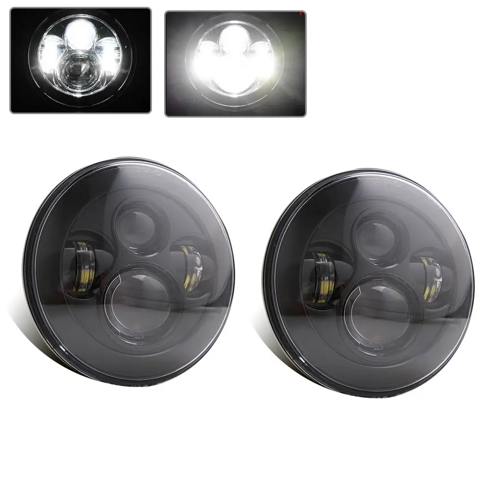 Black 2 шт. автомобиля светодиодный 7 дюймов круглый фар Conversion Kit для VW Beetle классический Volkswagen 1950-1979 для Jeep Wrangler Hummer Harley - Цвет: Black