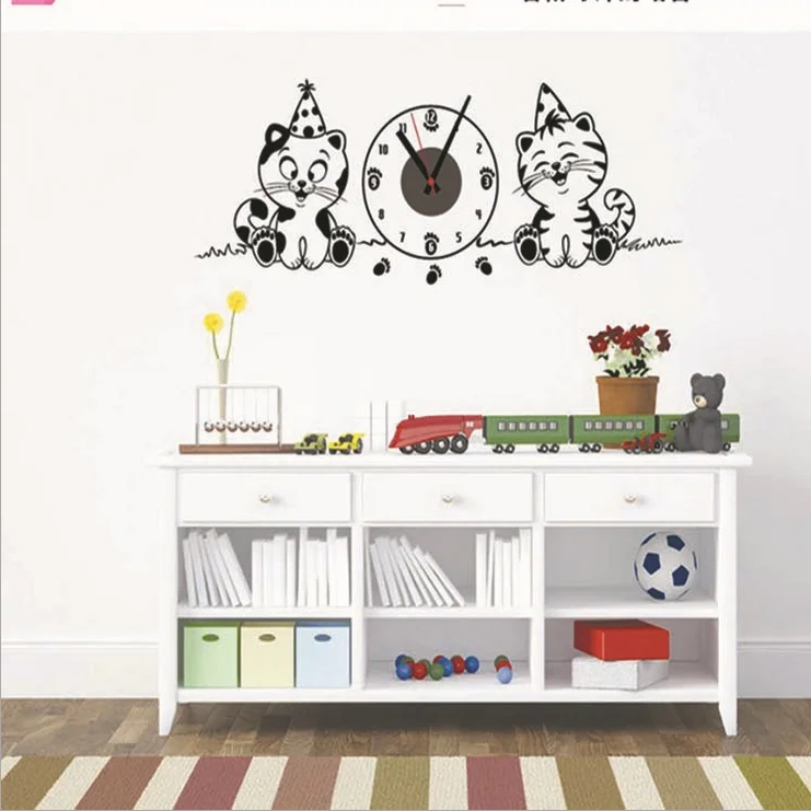 Милые настенные часы 3D сделай сам большие декоративные с мультяшными рисунками