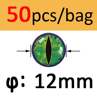 Green 12mm 50pcs Bimoo 50 шт. 3D 4D голографические рыболовные глаза для приманки рыбные глаза для завязывания мух изготовления приманки ремесло рыбы Череп Живые Глаза Размер 3 мм-12 мм - Цвет: Green 12mm 50pcs