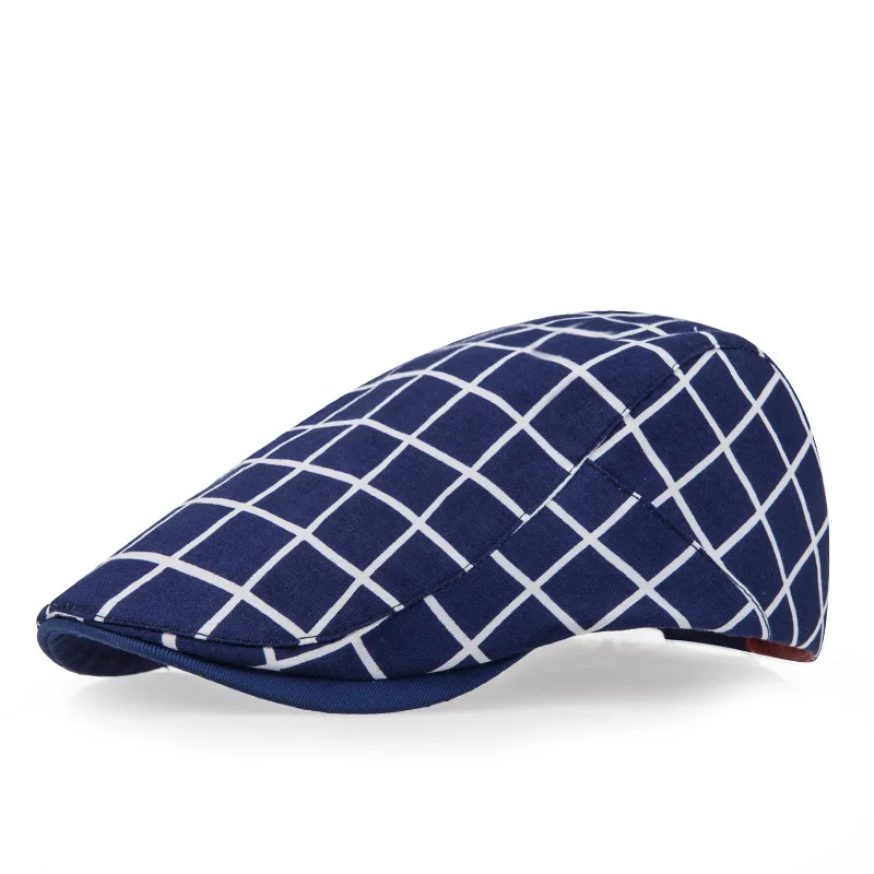 navy blue Ифэй классический Englad Стиль плед Беретки для женщин Кепки S для Для мужчин Для женщин Повседневное унисекс Спортивные шапки хлопок Беретки для женщин Шапки boina Casquette без каблука кепки - Цвет: navy blue