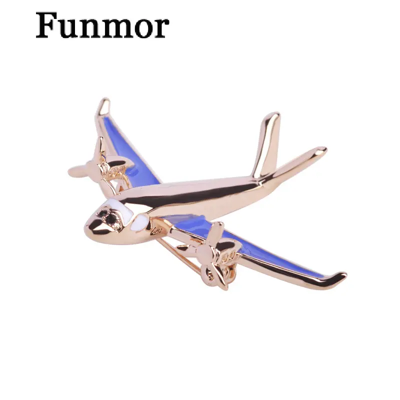 

Cute Blue Enamel Airplane Brooch Pins Gold-color Jewelry Women Girls Dress Scarf Suit Clips Aircraft Corsages Free Shipping