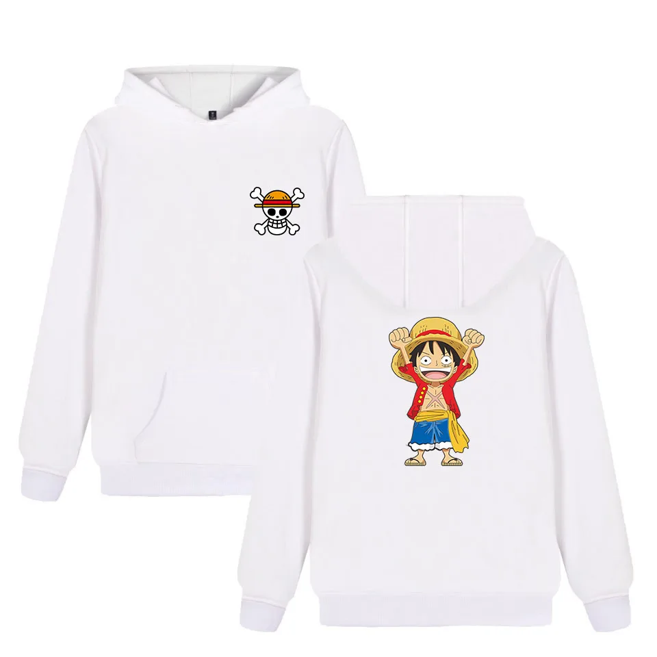 Белый One piece Monkey D Luffy модные толстовки Аниме новое поступление хлопковая Толстовка harajuku брендовая одежда хип хоп Moleton Masculino - Цвет: Белый