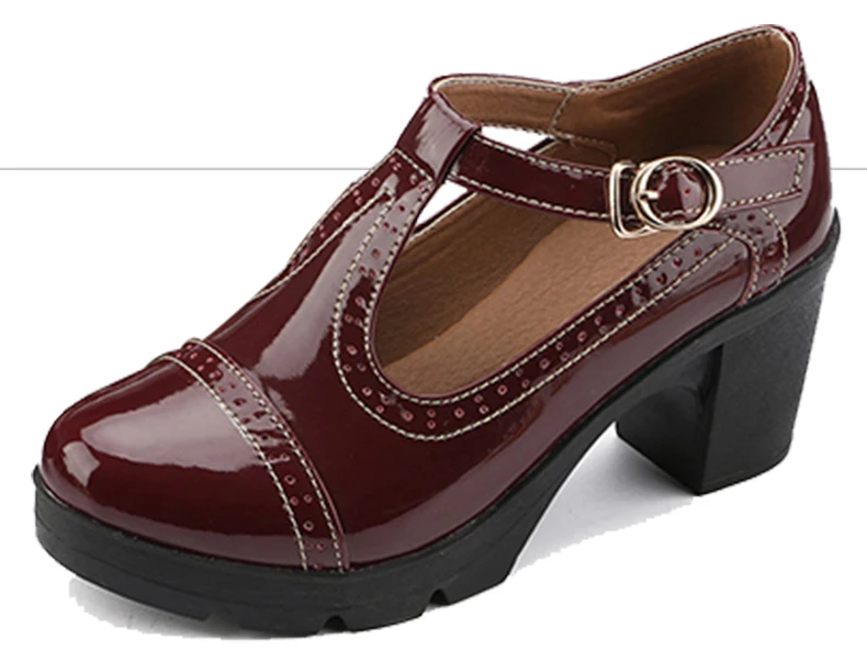 Red Cuculus/; женская обувь на высоком каблуке; повседневная обувь Mary Jane на платформе; zapatos mujer; офисные, вечерние, банкетные туфли; chaussures femme; 1081 - Цвет: Red