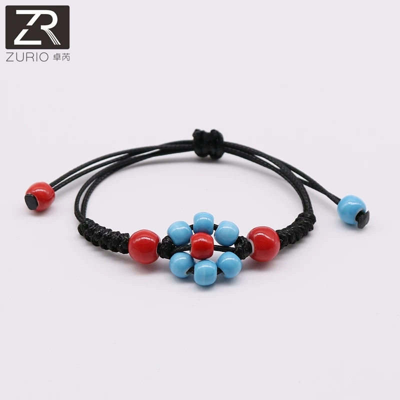 Zurio керамические бисерные браслеты для женщин подарок синий красный девушек