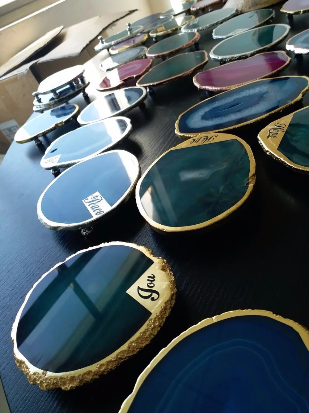 Индивидуальный Логотип Агат срез дома украшение из натуральных камней украшения