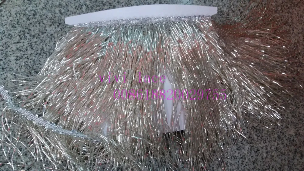 Yy003 5 ярдов/мешок ленты серебристого цвета с бахромой и с бусинами, каблук 15 см, ширина для Свадебное платье/вечерние распиловки