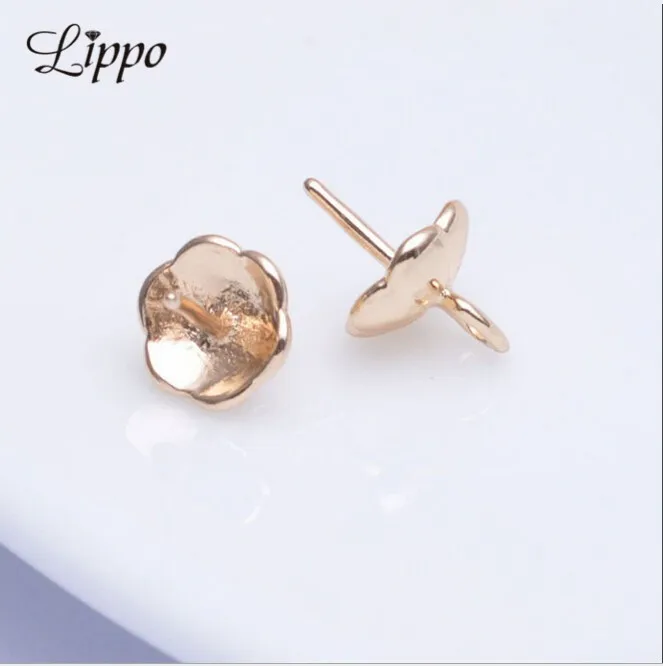 30PCS 6mm 24K Gold Plated Brass Pearl Beads Charms Beads Caps Flower Floating Charm Diy Jewelry Findings