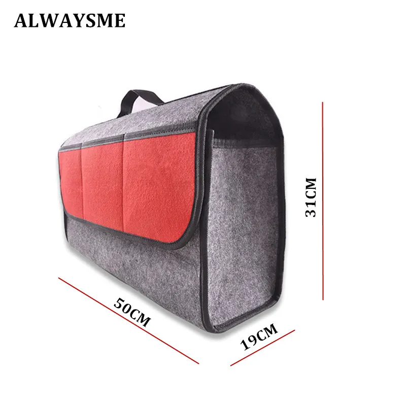 ALWAYSME огнестойкий автомобильный шерстяной мягкий войлочный ящик для хранения, сумка для багажника, ящик для инструментов, многофункциональные инструменты, органайзер, коврик с сумкой, складной