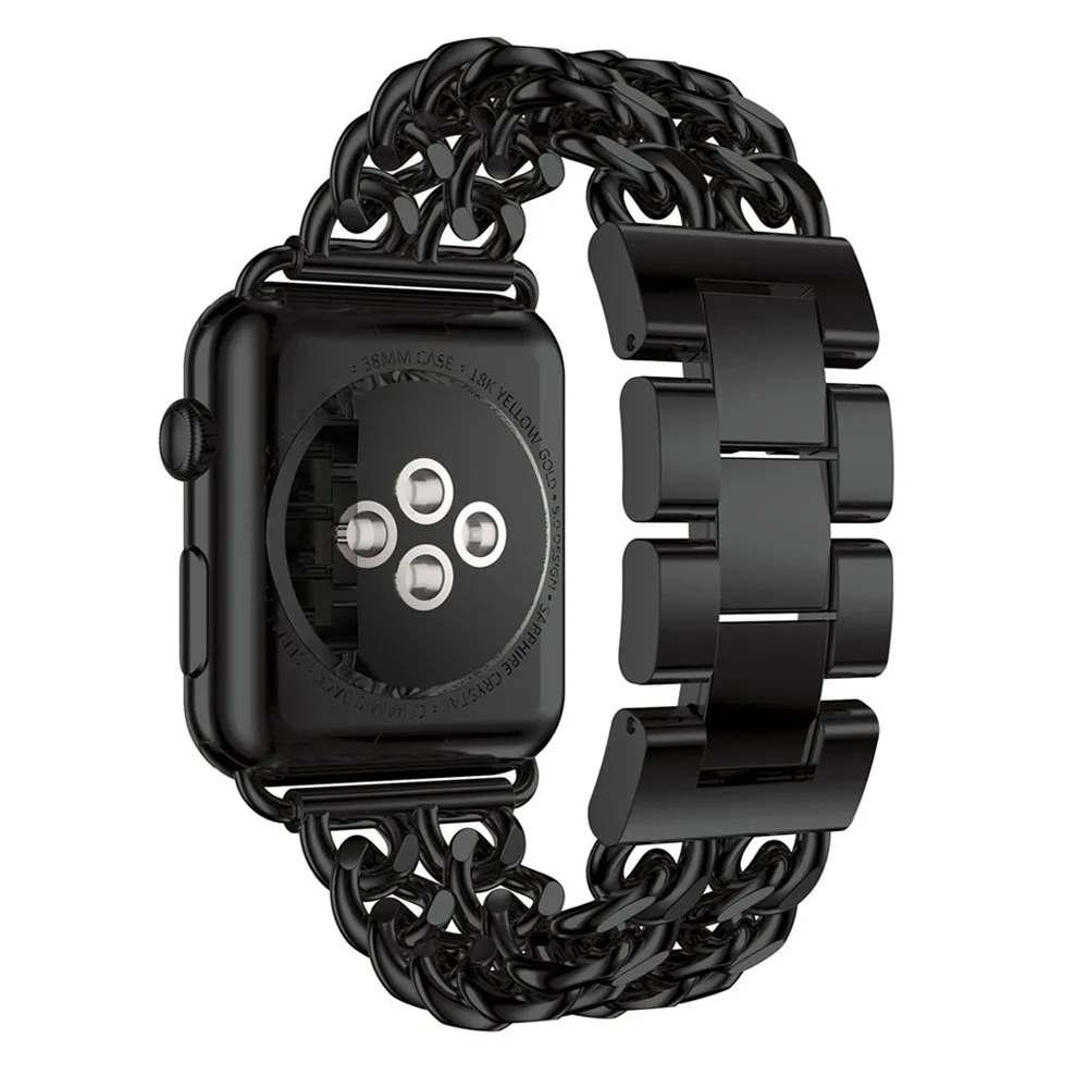 Нержавеющая сталь звено цепи ремешок для наручных часов Apple Watch версии 44 мм 42 40 38