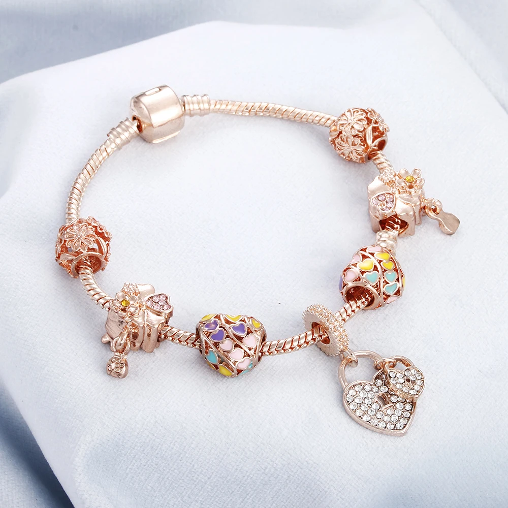 Женский браслет с подвесками роскошная цепочка из розового золота в виде