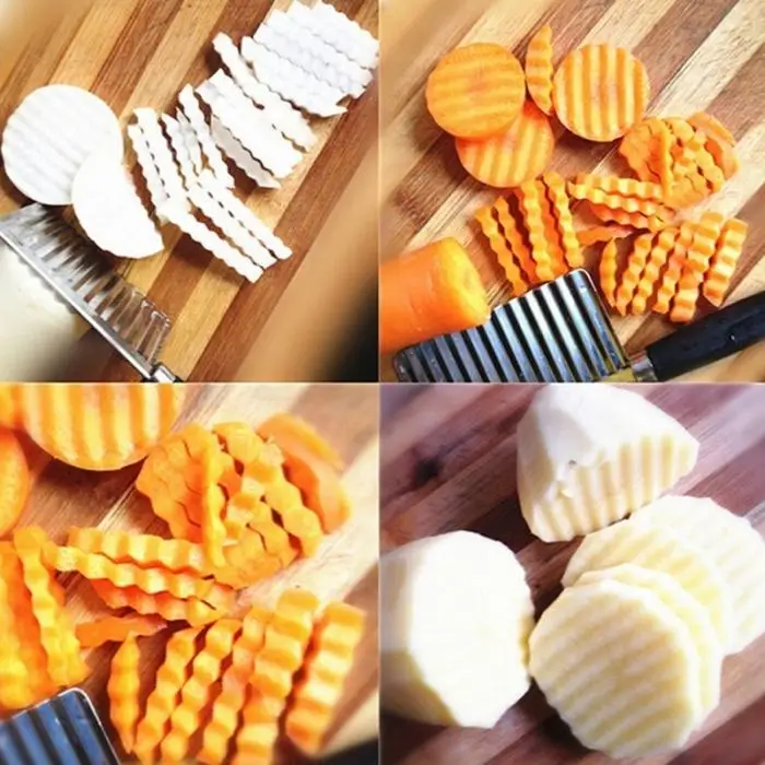 Горячая нержавеющая сталь Картофель чип тесто овощей Crinkle волнообразный резак слайсер фрукты еда Crinkle резак инструменты