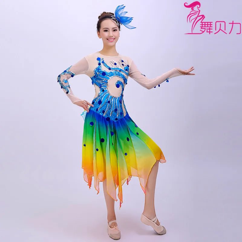 Костюм китайского народного танца платье в виде рыбы танцевальная одежда