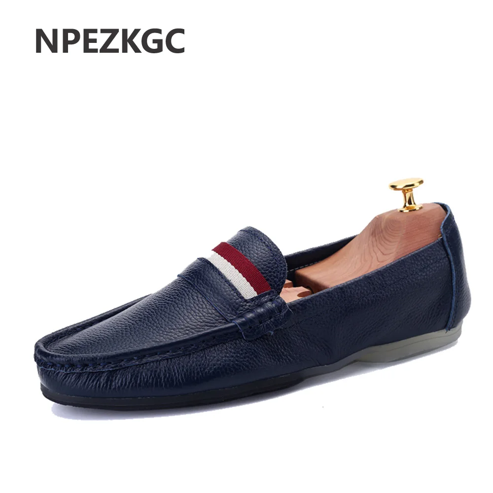 NPEZKGC/модные летние мягкие мужские лоферы; высококачественные мокасины из натуральной кожи; удобные мужские слипоны на плоской подошве; повседневная обувь для вождения