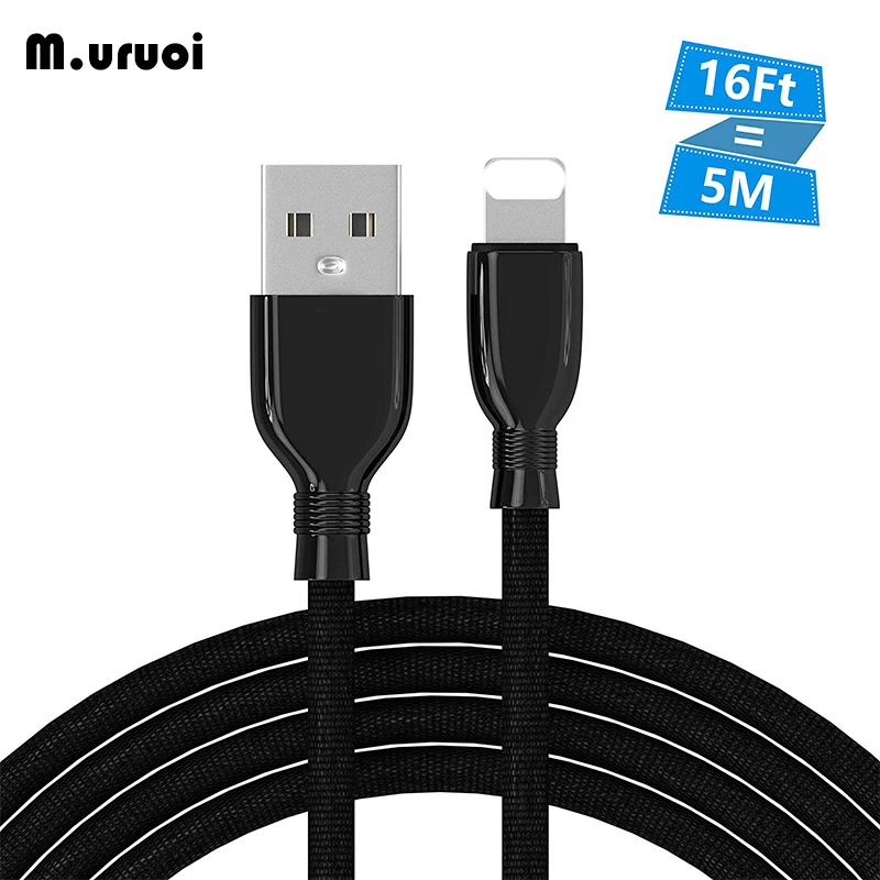 M. uruoi удлиненный телефонный кабель 16 футов/5 м тканевый шнур футовый usb для зарядки
