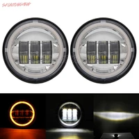 4 5 inch led fog light drl yellow halo ring light angel eyes auxiliary driving lamp passing light for road king