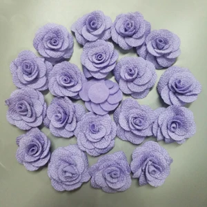 Lavender 10 шт./упак. Размер 4 см Ткань Роза цветок ручной работы Цветы из ткани ручной DIY Материал Букеты Свадебные для волос в форме цветка Ткань аксессуары - Цвет: Lavender