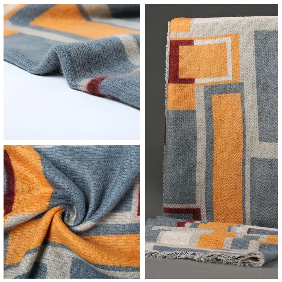 Женский шарф с геометрическим принтом infinity зимний клетчатый новая акриловая