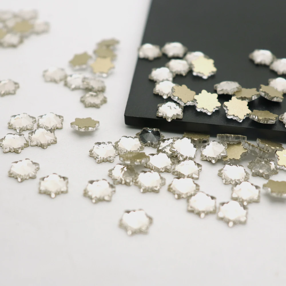 Камни для рукоделия в форме снежинок 7 мм прозрачное стекло кристалл камень клей