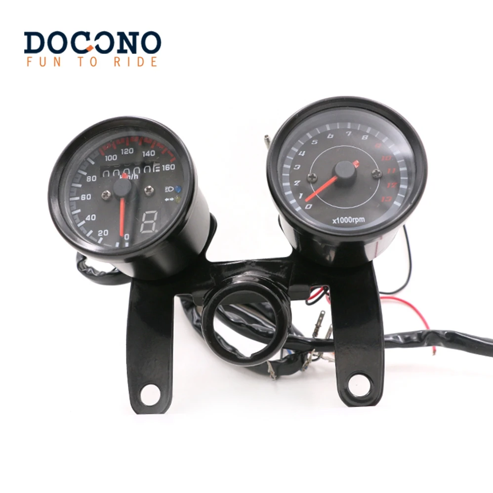 Мотоцикл черный светодиодный тахометр км/ч Спидометр Одометр датчик W/кронштейн