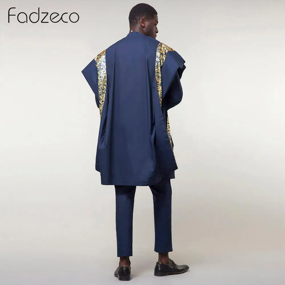Мужская одежда Fadzeco Agbada комплект из 3 предметов в африканском стиле с принтом