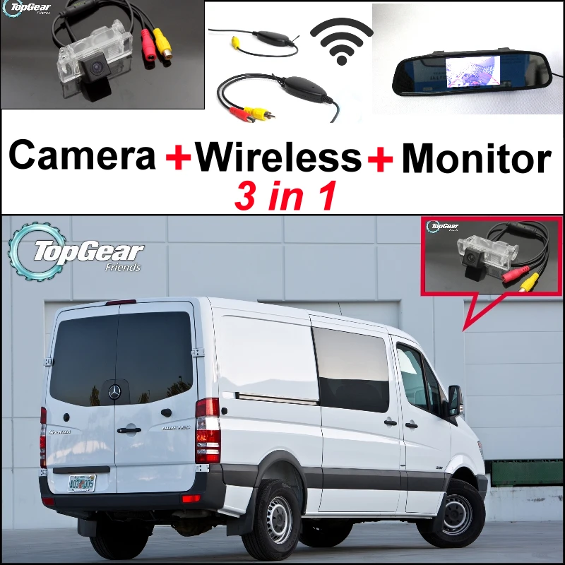 

3 in 1 Special Camera + Wireless Receiver + Mirror Monitor Rear View Back Up Parking System For Mercedes Benz For Dodge Sprinter