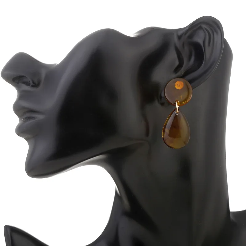 New Resin Acrylic Beige Round Water Drop Earrings Leopard Fashion Acetate Small Earings Jewelry 2020 Pendientes | Украшения и