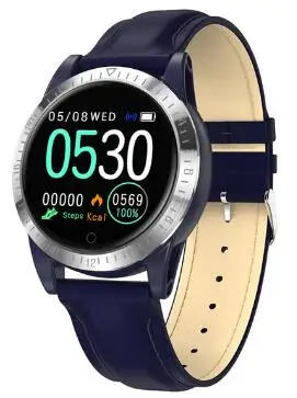 Ak19 IP68 Водонепроницаемые Смарт-часы для мужчин сердечного ритма smartwatch Браслет фитнес-трекер relogio Mp3 смарт-браслет спортивные часы - Цвет: blue leather